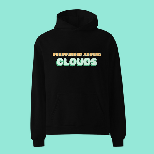 Surrounded Around Clouds Oversized Hoodie – BLACK