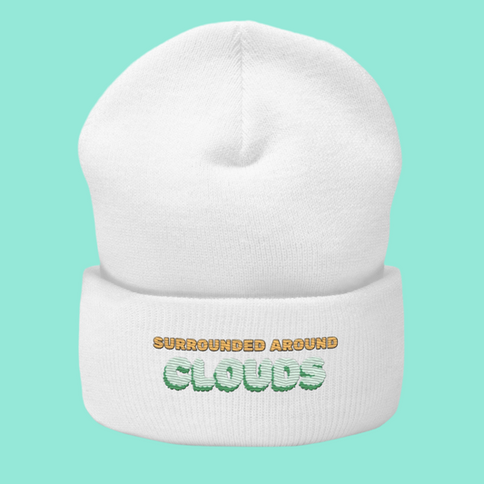 Surrounded Around Clouds Cuffed Beanie – WHITE