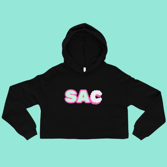 SAC Logo Women’s Cropped Hoodie – Trendy Streetwear by Surrounded Around Clouds